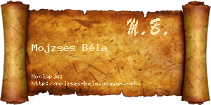 Mojzses Béla névjegykártya